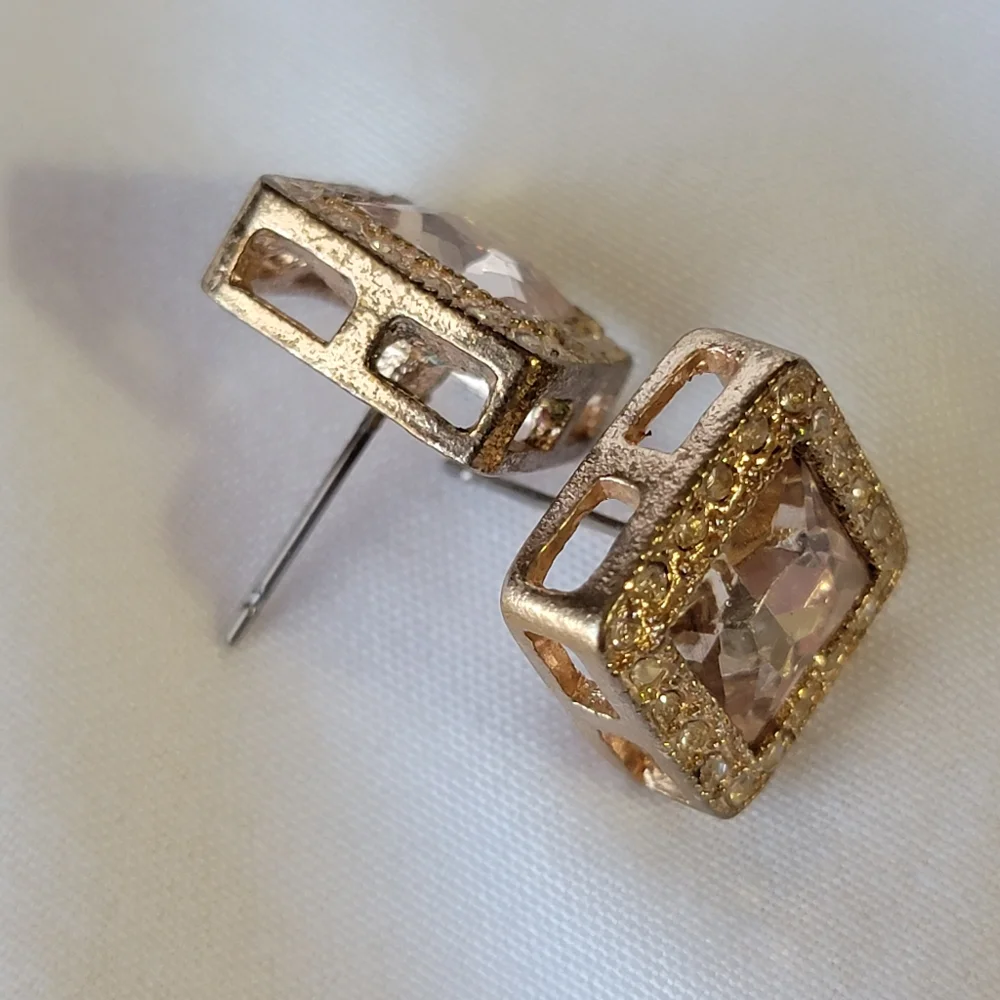 Square Stud Simulated Gemstone Earrings